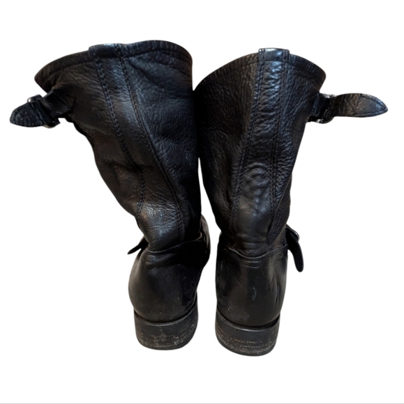 FRYE Veronica Short Black Leather Boots Size 8.5  Slouchy Soft Leather Biker - Picture 5 of 7